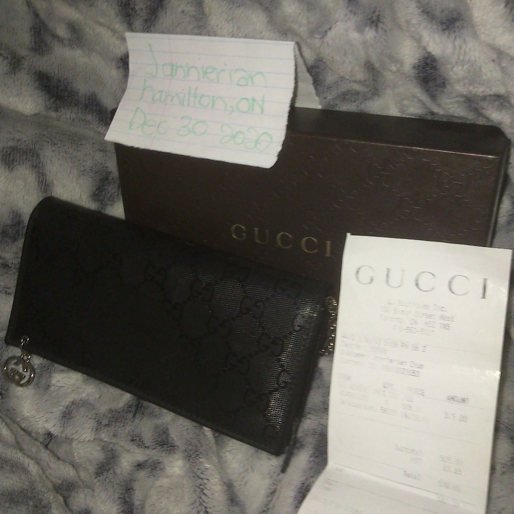 AUTHENTIC GUCCI GG Imprime Chain Long Wallet